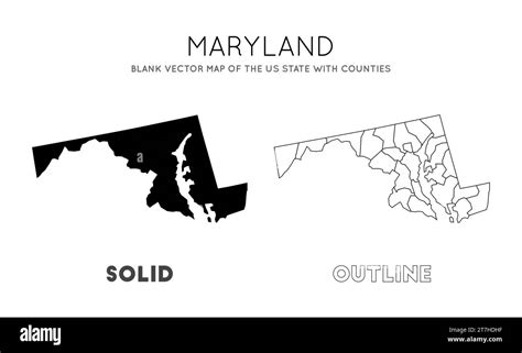 Mapa De Maryland Mapa Vectorial En Blanco Del Estado De EE UU Con