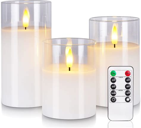 Amazon Homemory Clear Glass Flameless Candles Pure White Wax