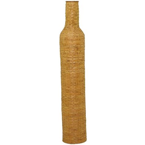 Litton Lane Brown Tall Woven Floor Bamboo Decorative Vase The