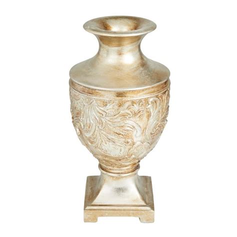 Litton Lane Gold Carved Polystone Decorative Vase 041042 The Home Depot