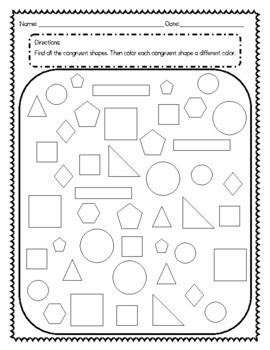 Congruent Shape Worksheets By Teaching Hagborg Tpt