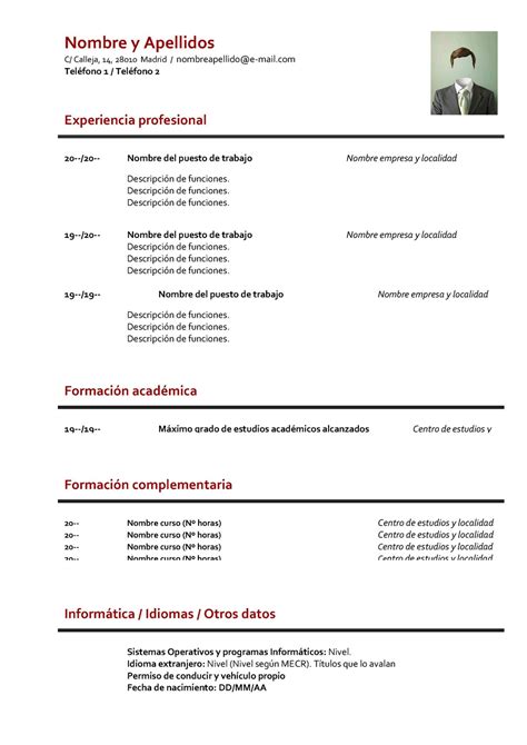 Plantilla De Curriculum Vitae Básico Sin Experiencia Modelo Curriculum