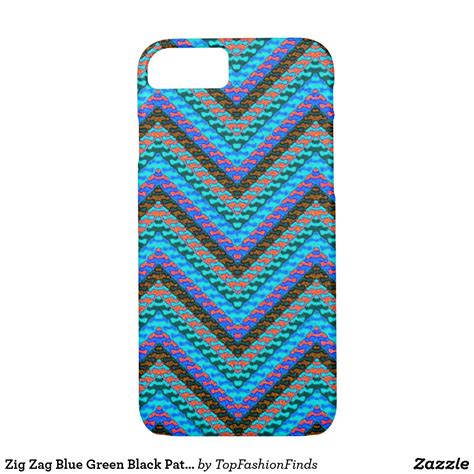 Zig Zag Blue Green Black Pattern Case Mate IPhone Case Zazzle