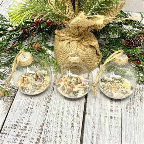 Set Of 3 Beach Ornaments Shell Ornaments Ocean Ornaments Etsy