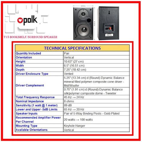 Polk Audio T15 Bookshelf/ Surround Speaker - Audio Concept