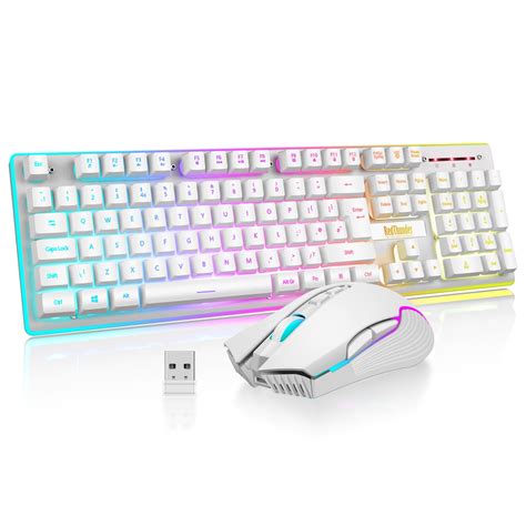 Moojay Ensemble Clavier Et Souris Gamer Sans Fil Rgb R Tro Clair S