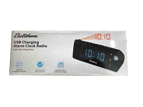 Electrohome Usb Charging Alarm Clock Radio With Time Projection Ebay