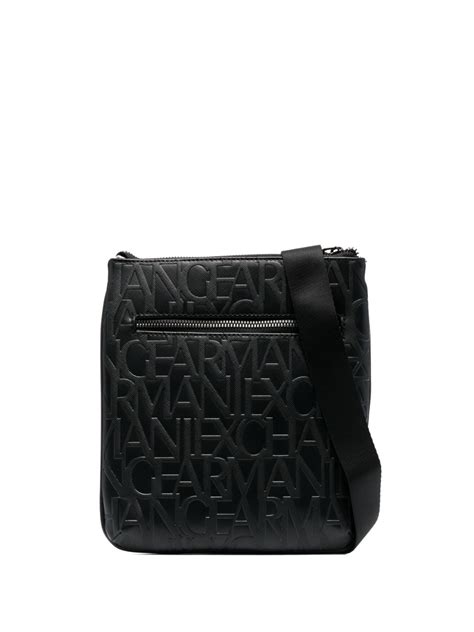 Armani Exchange Logo Embossed Messenger Bag Black Farfetch