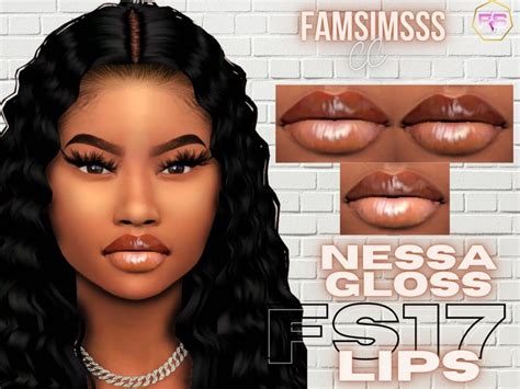 Nessa Gloss Lips FS17 Sims Hair Sims 4 Black Hair Sims 4 Cc Makeup