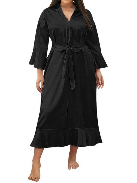 Lilylll Womens Satin Silk Sexy Bride Long Kimono Robe Nightie Dress