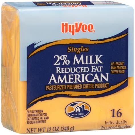 Hy-Vee Singles Reduced Fat 2% Milk American Pasteurized Prepared Cheese ...