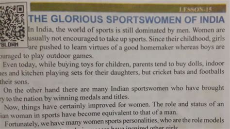 The Glorious Sportswomen Of India English Reader 8 Lesson 15 Class 8 Jaya Rajput Up Board