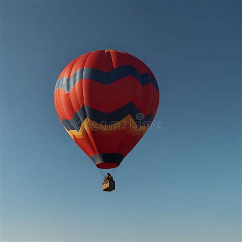 Hot Air Balloon Flying Against Bright Blue Sky Background Stock Illustration Illustration Of