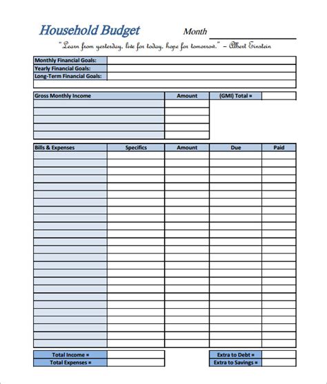 household budget samples  google docs google sheets