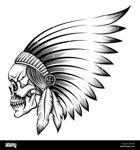 Indian Skull Headdress Tattoo Designs