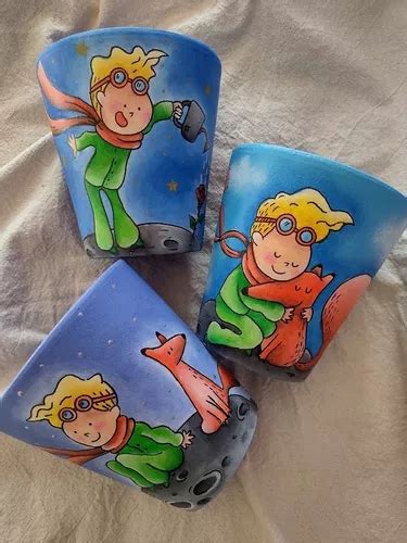 Macetas De Barro Nro Pintadas A Mano El Principito En Venta En