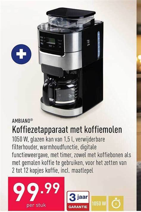 Ambiano Koffiezetapparaat Met Koffiemolen Promotie Bij ALDI