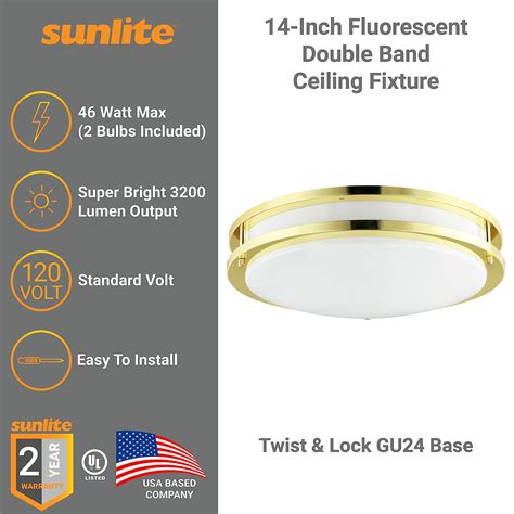 Sunlite Inch Fluorescent Double Band Trim Flush Mount Light