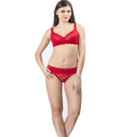 Satin Ladies Red Bra And Panty Set Packaging Type Packet At Rs 125