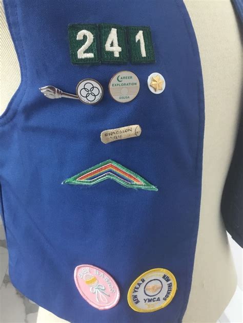 1990’s Girls Scout Vest Blue Girl Scout Vest With Badges And Pins Girl Scouts Usa Palm Glades