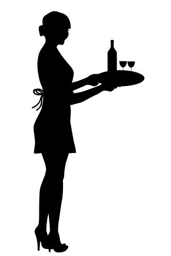 Silhouette Of A Cocktail Waitress Royalty Free Vector Image