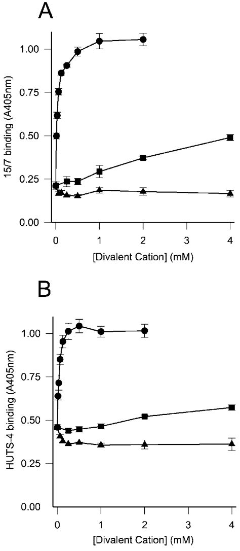 Effect Of Divalent Cations On The Binding Of 15 7 A And HUTS 4 B To