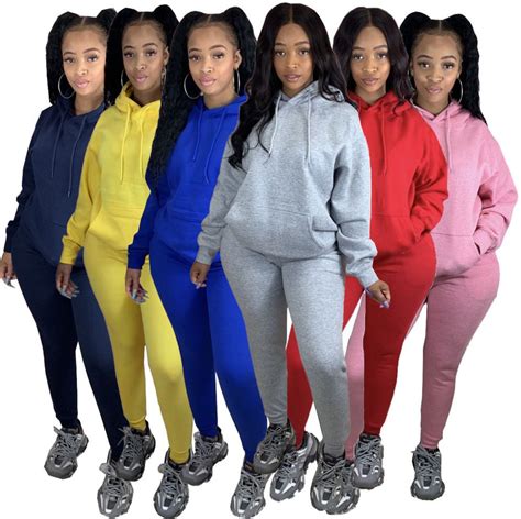 2020 6 Colours Autumn Winter Jogging Suits For Women Sport Suit Hooded