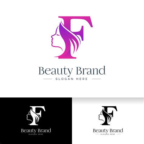 Letter F Beauty Logo Design Woman Face Silhouette 3478007 Vector Art