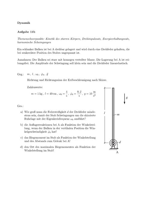 Technische Mechanik Ii Iii Dynamik Aufgabe B Themenschwerpunkte