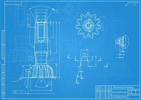 Dibujos De Ingenier A Mec Nica Sobre Fondo Azul Tap Tools Barrena