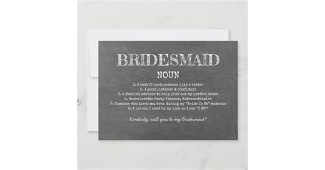 Bridesmaid Definition Funny Proposal Invitation Zazzle