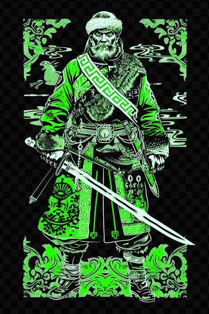 Premium PSD | Cossack warrior with a shashka standing in a battle ready ...
