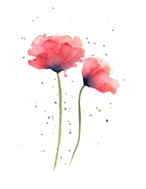 Mohn Kunstdruck Rote Blume Wand Dekor Blumen Aquarell Etsy Mohn