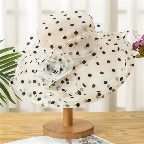 Pikadingnis Dots Embroidered Bucket Hat Women Bob Soft Lace Flower