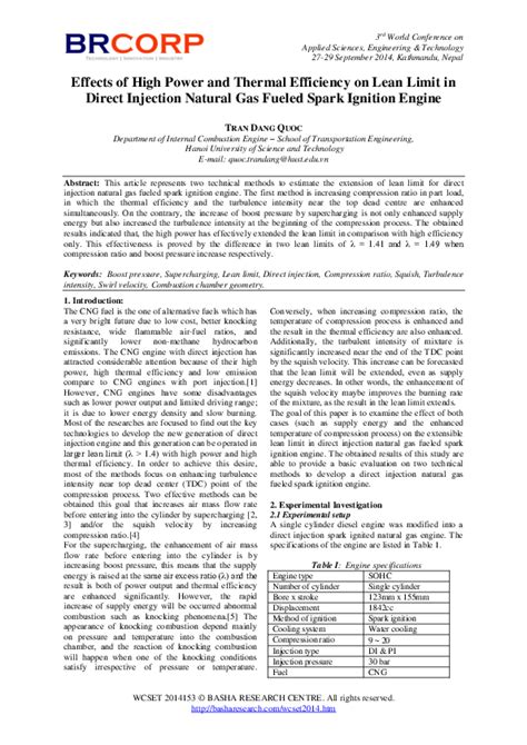 Pdf Effects Of High Power And Thermal Efficiency On Lean Limit In Direct Injection Natural Gas