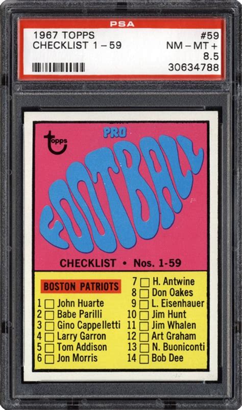 1967 Topps Checklist 1 59 Psa Cardfacts®