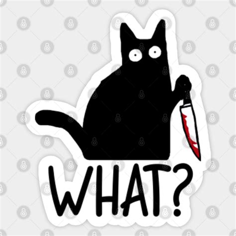 Black Cat Holding Knife Cat Sticker Teepublic