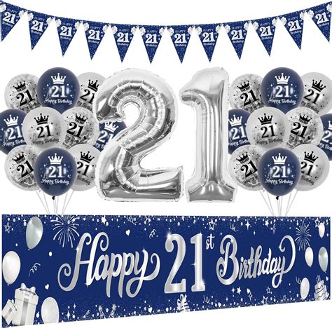 Fangleland St Birthday Decorations For Men Women Navy Blue And