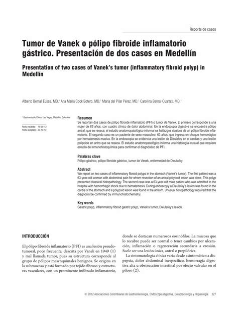 PDF Tumor de Vanek o pólipo fibroide inflamatorio gástrico