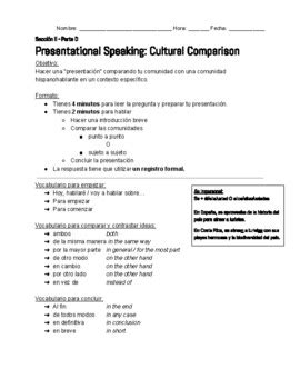 AP Spanish Cultural Comparison Overview Handout By Sobb Spanish TPT