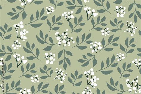 Floral Seamless Pattern Pastel Print Flowers And Leaves In Hand Drawn