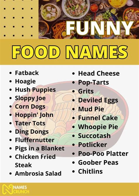 Funny Food Names to Make You Chuckle - Names Crunch