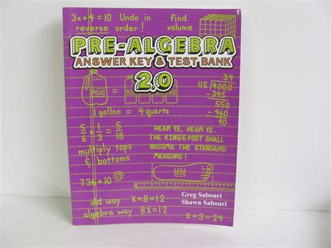 Pre Algebra Teaching Textbook Answer Key Pre Owned Mathematics