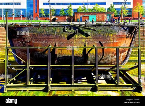 Belfast Northern Ireland Titanic Museum Hamilton Dock Caisson Stock