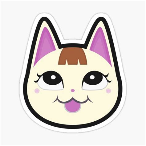 a white cat with pink ears and brown hair sticker on it's face