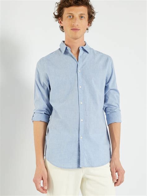 Chemise Regular Manches Longues Bleu Kiabi