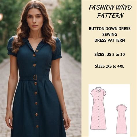 Front Button Down Dress Pattern Etsy