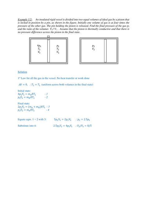 Example Notes Example An Insulated Rigid Vessel Is Divided