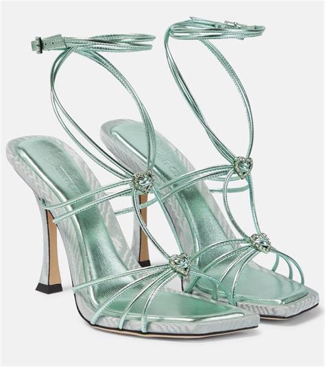 Indiya Leather Sandals In Green Jimmy Choo Mytheresa Jimmy