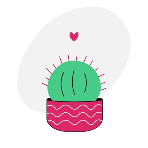 Doodle de cactus mignon Cactus rond de dessin animé dans un pot rose